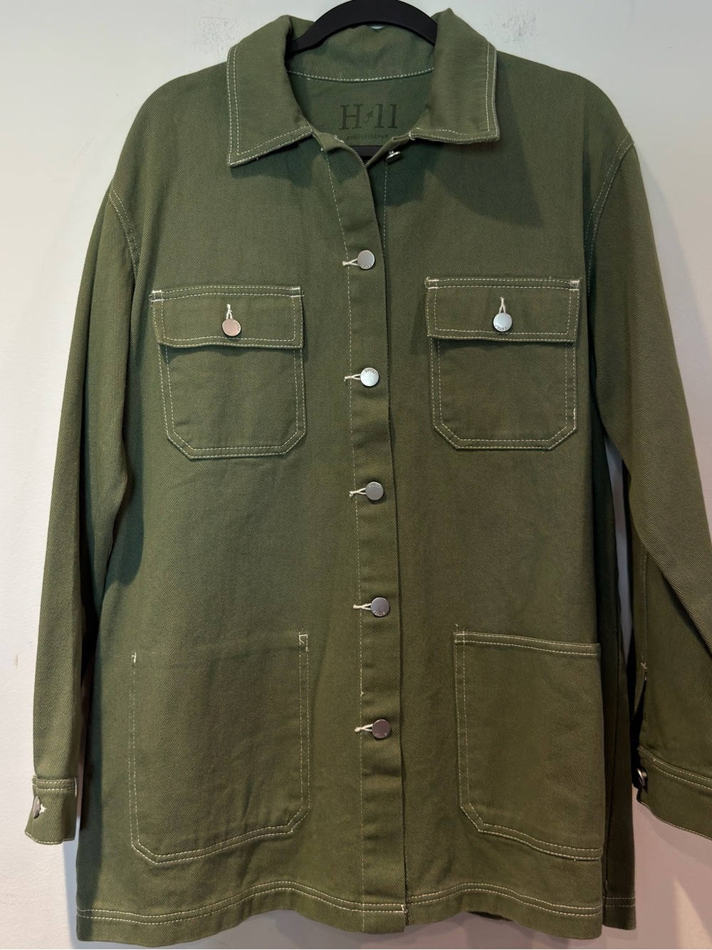 House of Eleven Women's Cotton Olive Green Utility Jacket Size: L
